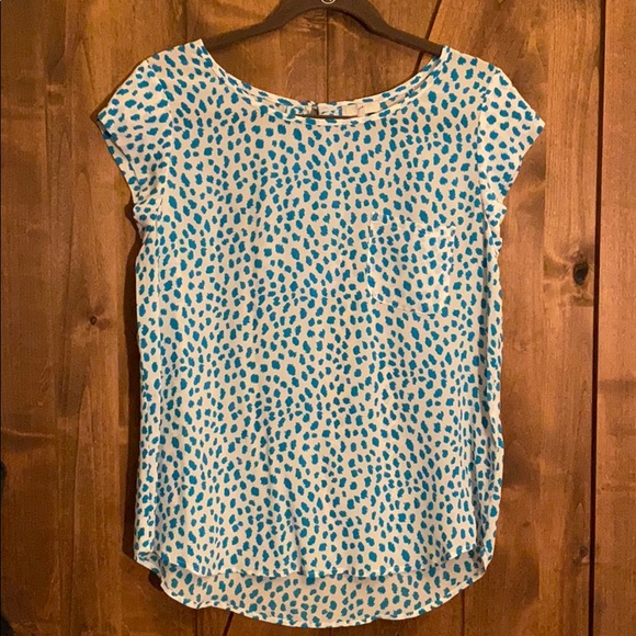 Joie small teal and white high/low leopard blouse! - Picture 1 of 4